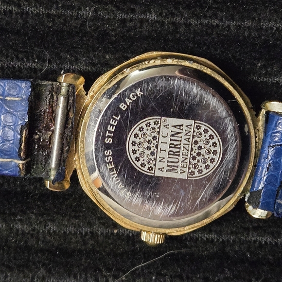 Ladies Murano Millefiori Watch With Leather Band Blue - Picture 2 of 3